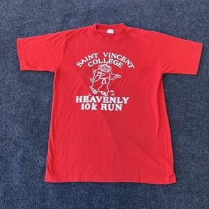 VINTAGE Saint Vincent College Shirt Mens Medium Red Made USA Dr Pepper 10K 80s
